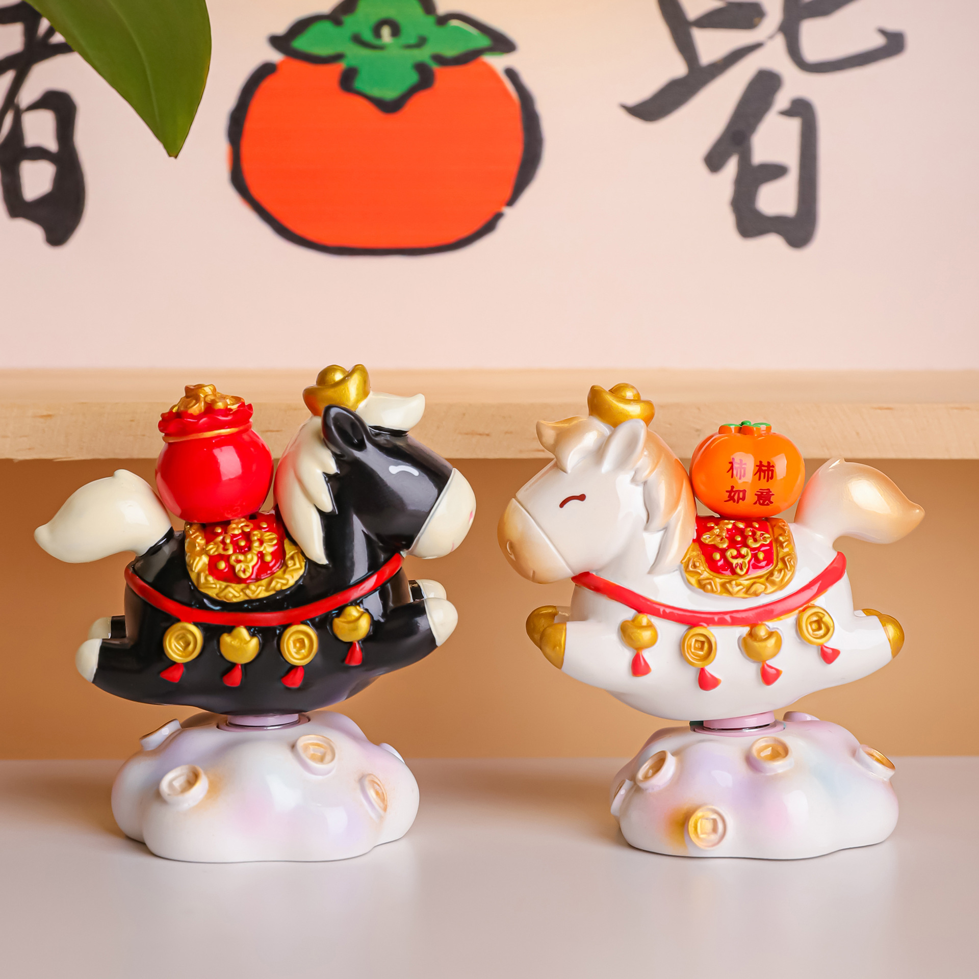 暴富小马转转乐桌面摆件