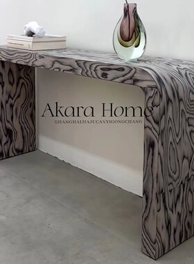 北欧简约实木玄关台创意波浪造型客厅家用入户条案高级感玄关桌