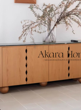 中古风实木大理石餐边柜创意艺术玄关柜家用客厅储物柜斗柜收纳柜