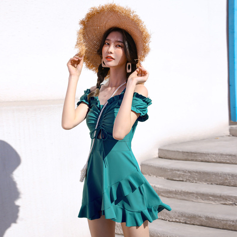 2026新款女夏裙式连体泳衣韩版性感大小胸聚拢学院风显瘦温泉泳装