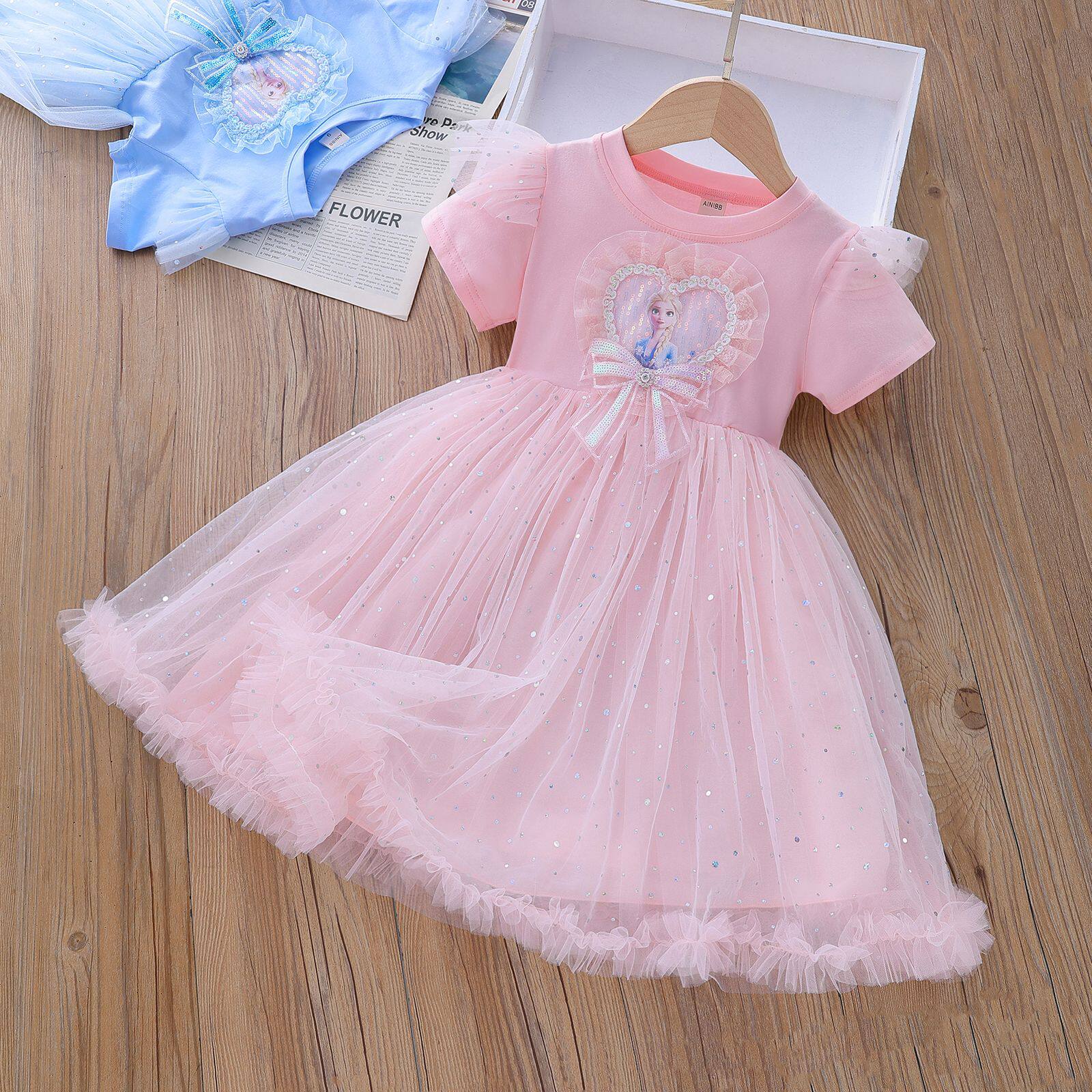 2026夏装爱莎公主裙女童夏季连衣裙儿童女孩长款艾莎礼服蓬蓬裙子