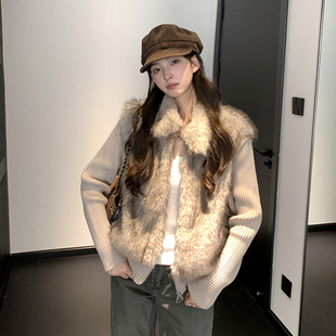 巨好看毛毛外套棉服女2026年冬季新款显瘦小个子可拆卸针织袖马甲