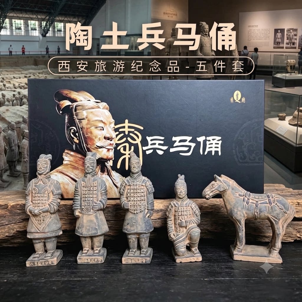 兵马俑摆件礼盒陶俑博物馆复刻