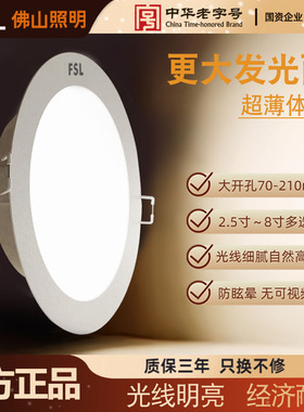 佛山照明超薄led筒灯嵌入式8寸4寸12W孔灯家用客厅店铺商用洞桶灯