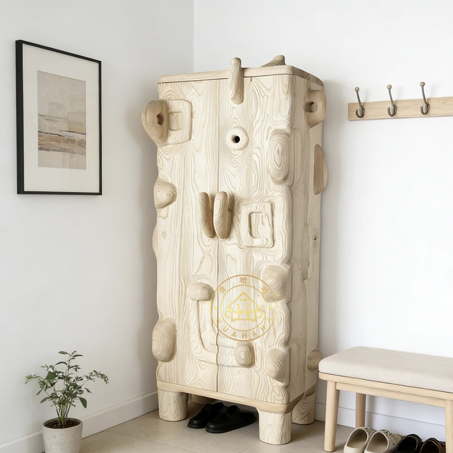 意式轻奢实木酒柜客厅设计师款立体造型创意储物柜现代艺术收纳柜