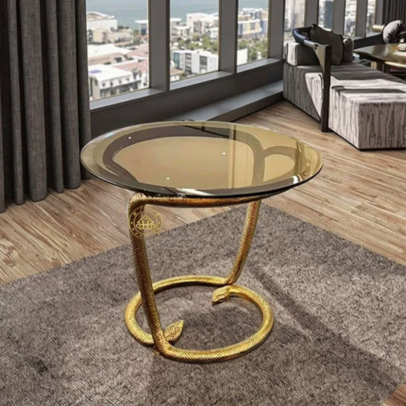 HAHA轻奢高级感蛇形钢化玻璃边几