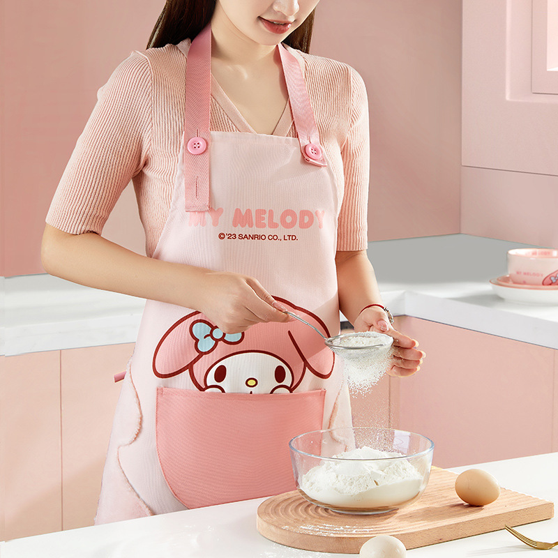 三丽鸥围裙厨房家用做饭围腰女新款夏季薄款可爱防水防油污罩衣