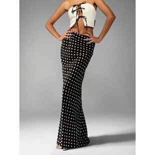 波点一步裙半身中裙女Slim Skirt Fit Dot Women Polka 欧美修身