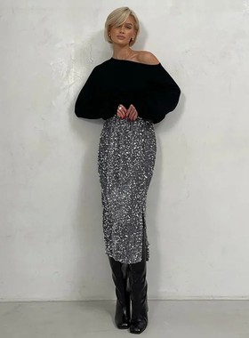 Party Party sequin side slit skirt派对聚会款亮片侧开叉半身裙