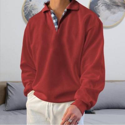 Long Sleeve V Neck Lapel Loose Sweatshirt for Men