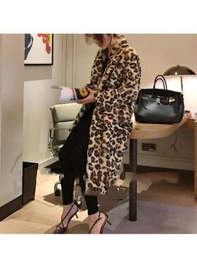 leopard thick print winter plus faux overcoats fluffy