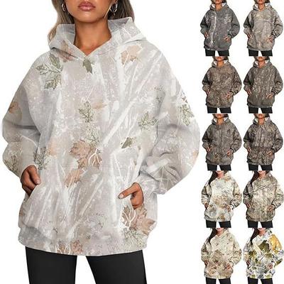 Womens Camouflage Hoodie Maple Leaf Oversized Sport Hooded