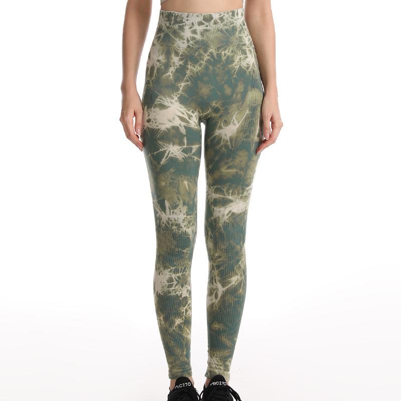 Tie-dye sports fitness trousers for women high waist