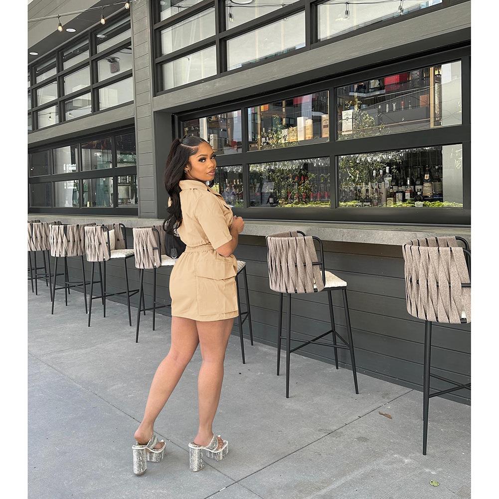 Suit Two-piece Shirt Skirt Short Sleeve Short Color Solid