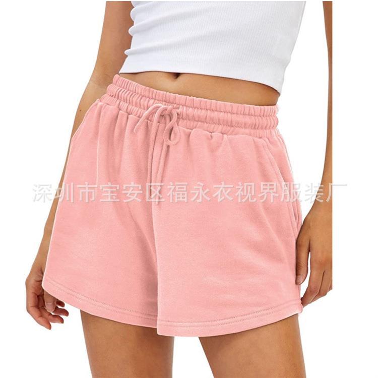 summer women cotton linen shorts running pants workout