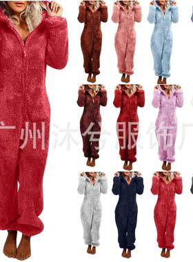 winter warm pyjamas women onesies hooded fluffy fleece