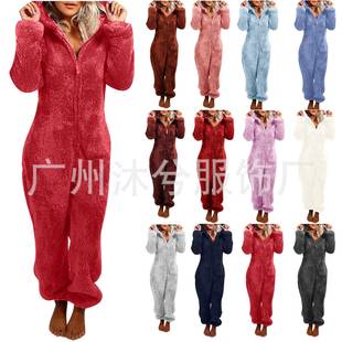 winter warm pyjamas women onesies hooded fluffy fleece