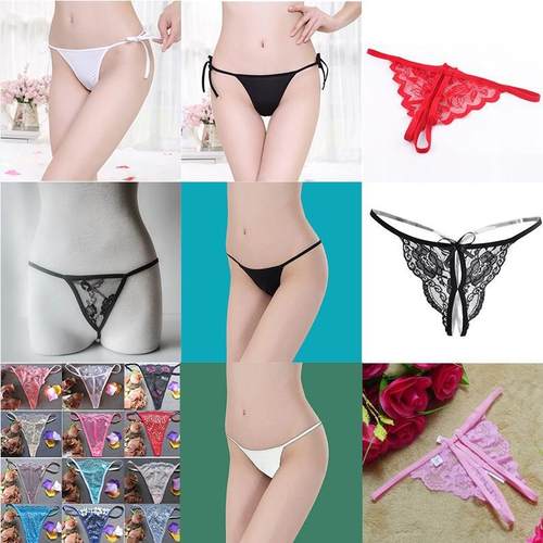 Womens sexy panties transparent crotchless thong