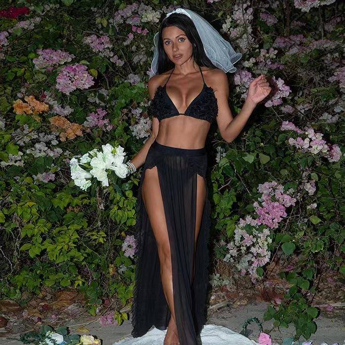 swimsuit sun swimsuit Black three protection beach piece