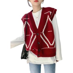 suit trendy vest sweater Vest womens wear outer knitted