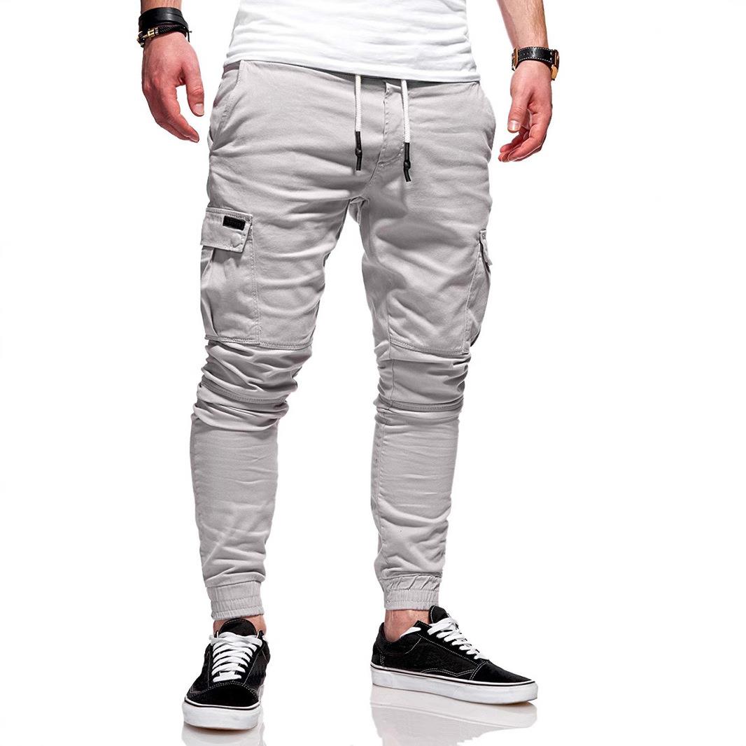 men pants casual loose multi pockets sweatpants casual