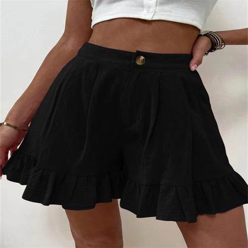 Women Shorts Leg Wide Casual Waist High Pleated Loose Pants
