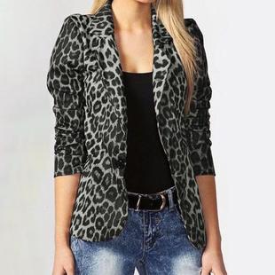 jackets for turn fashion collar blazers down leopard women