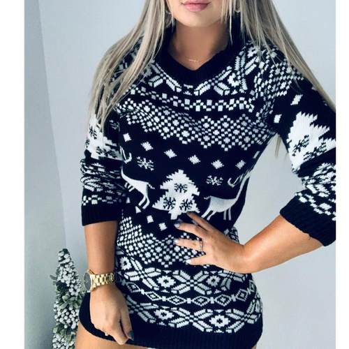 Knitted sweater knitted womens dress Christmas theme