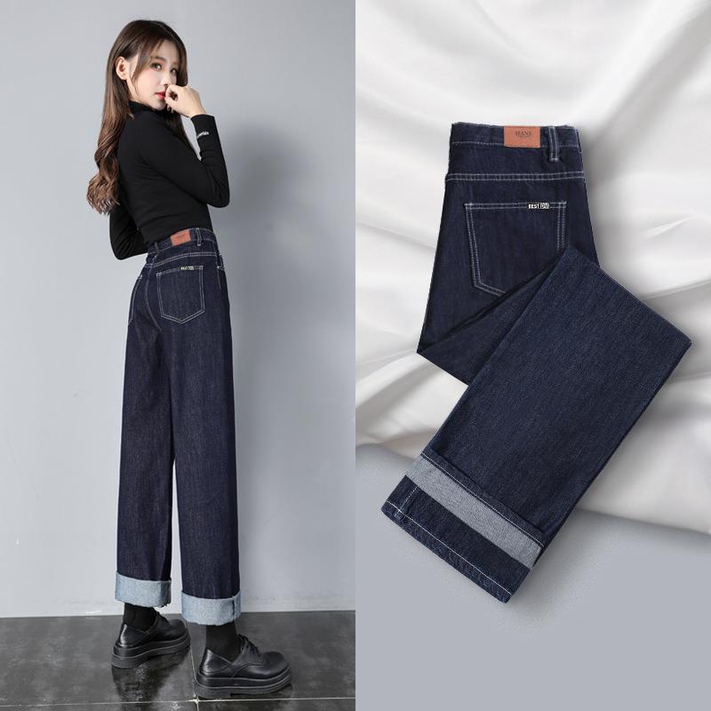 and high women blue wide straight for size fleece-lined