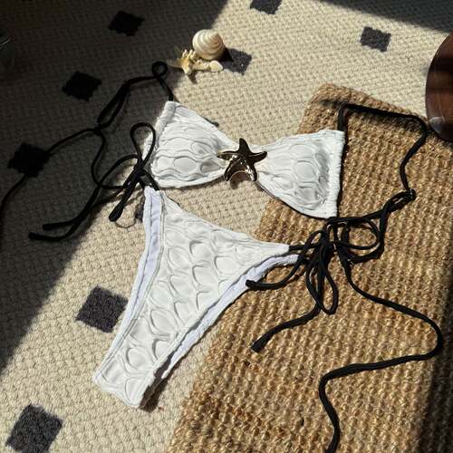 Sexy backless mesh split swimsuit bikini抽绳绑带泳装温泉泳衣