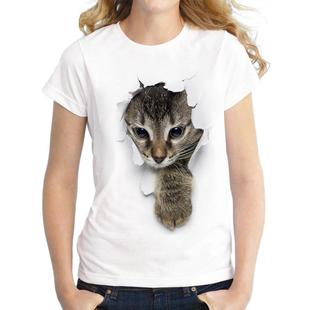 short Ripped Large loose ladies cat shirt size