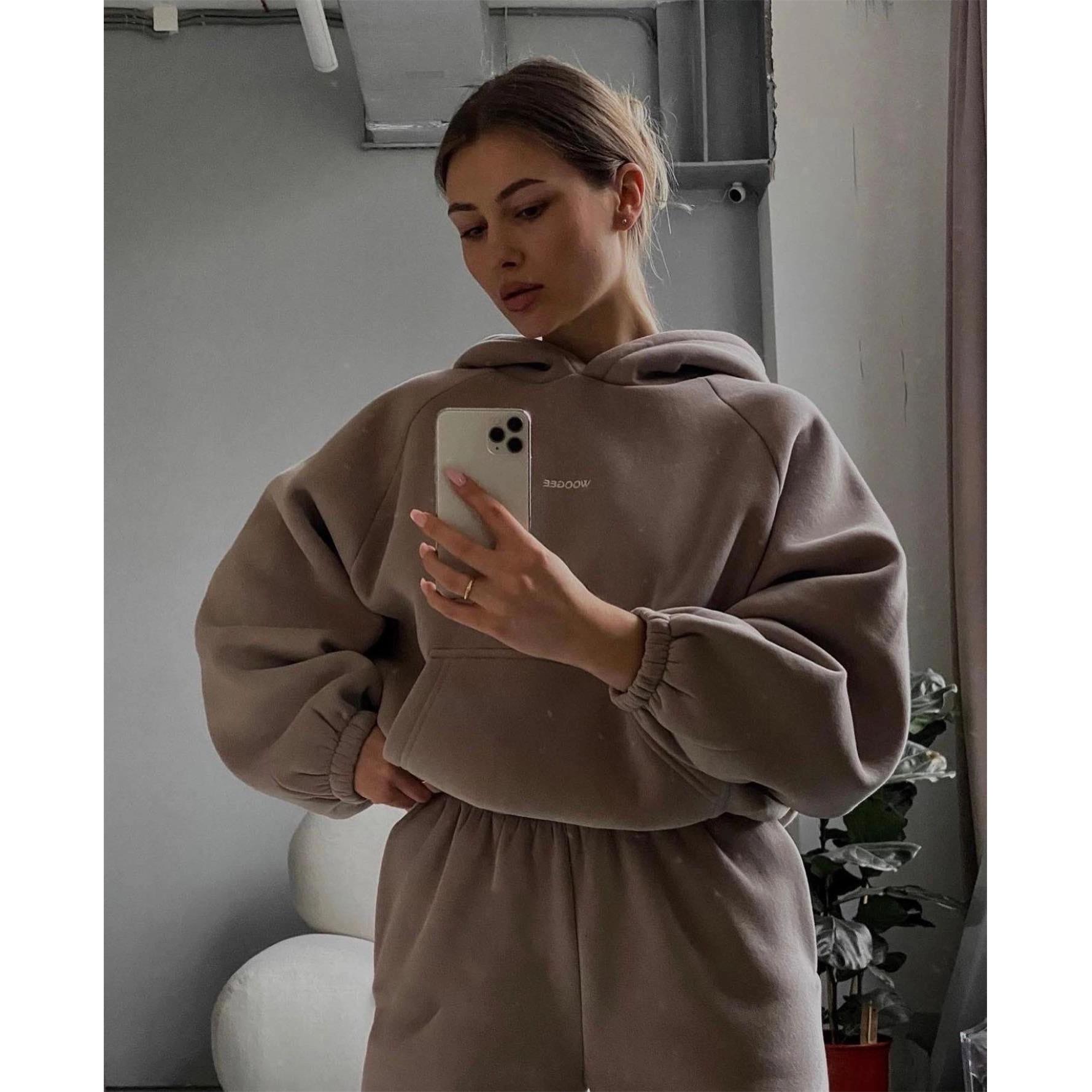 warm collar zipper oversize trouser harem women piece two