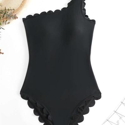 Slimming solid color one-piece swimsuit