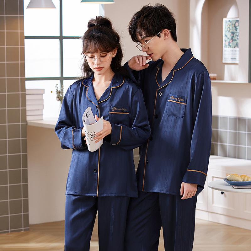 Simulation home silk clothes women couple trousers men
