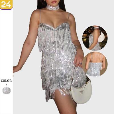 Sexy Glitter Suspender Evening Dress Sleeveless Sequined