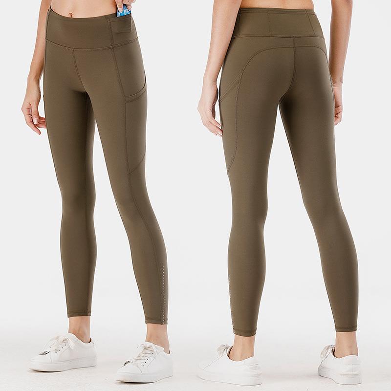 breathable brushed waist yoga quick-drying nude pants