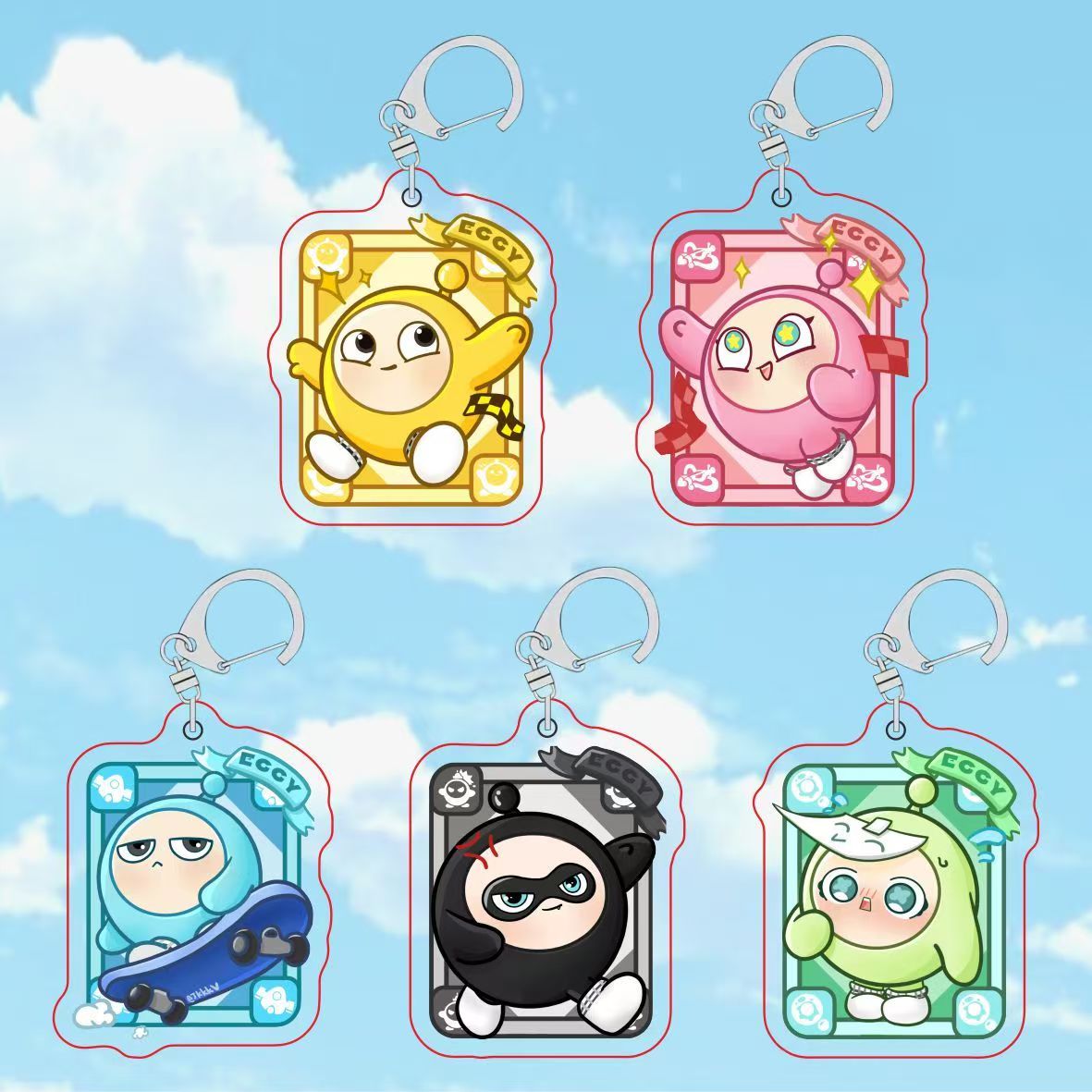 蛋仔表情可爱卡通双面透明亚克力高颜值书包小挂件饰品送朋友