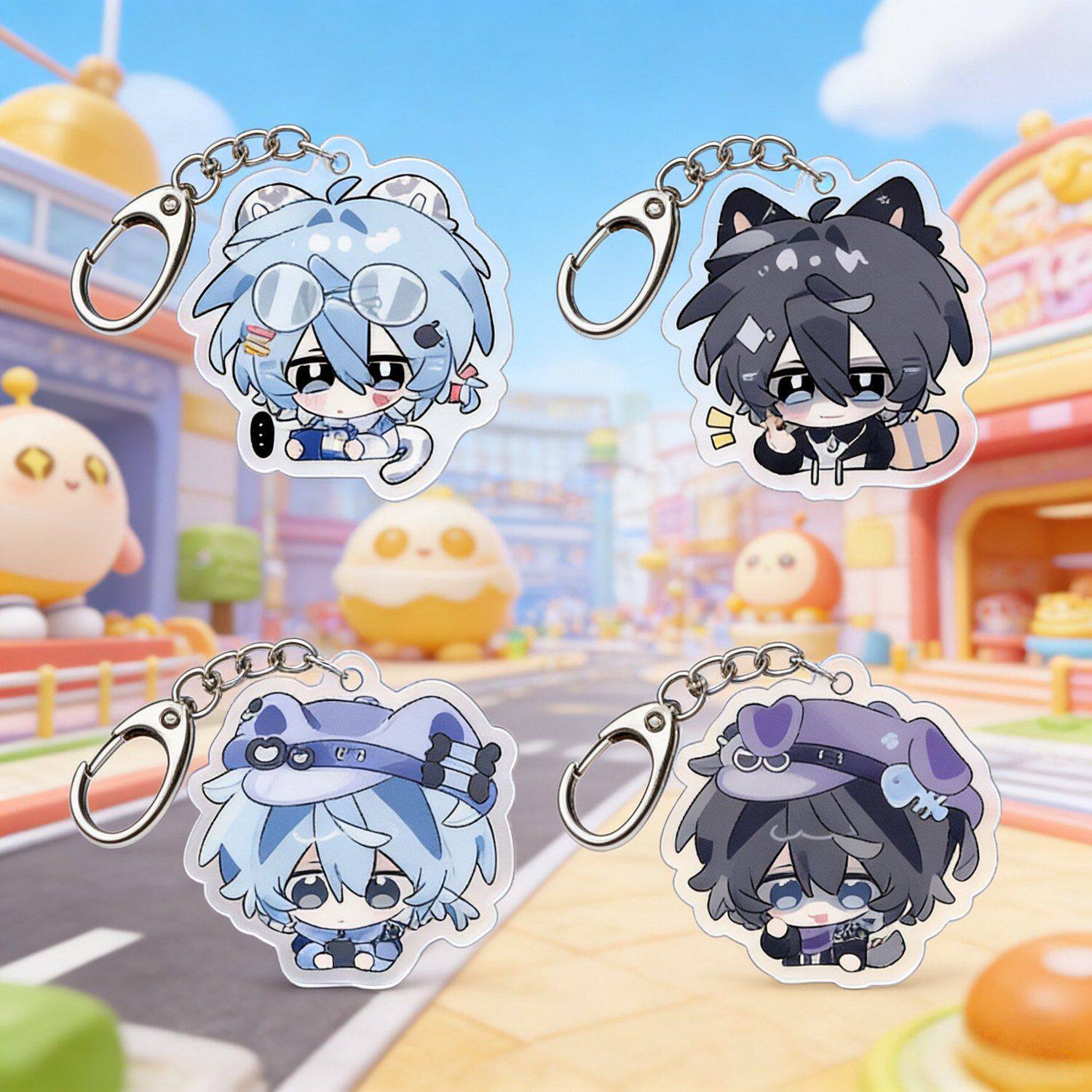 蛋仔派对周边Q版动漫劳蓝CP亚克力钥匙扣可爱学生书包挂饰礼物