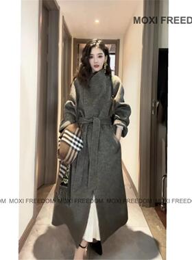 【人生大衣】25年秋冬新款熊棕灰腰带款休闲中长款双面羊毛大衣外