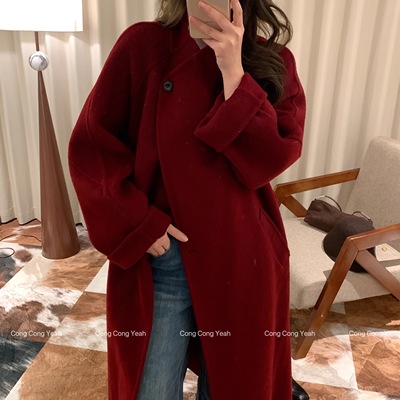 【人生大衣】25年新款秋冬新款腰带款休闲中长款双面羊毛大衣外套