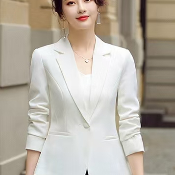 高级感秋季新款职业装外套时尚气质白色小个子修身女士工作服西服
