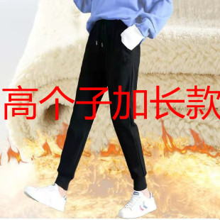 子高腰胖MM200斤羊羔绒宽松哈伦卫裤 加绒裤 高个子冬季 300斤加长款