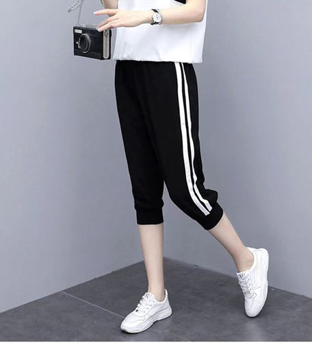冰丝七分裤女夏季薄款休闲短裤宽松哈伦裤子2023新款大码运动中裤