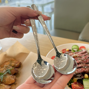 316不锈钢勺子家用食品级长柄加深喝汤勺个人专用吃饭勺加厚调羹