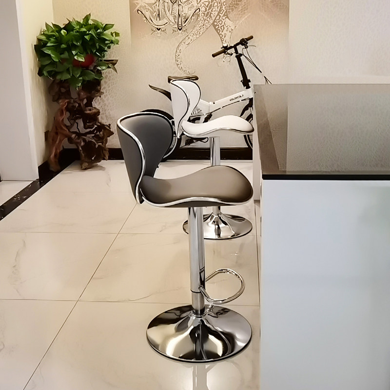 轻奢前台收银台靠背吧椅吧台椅升降旋转现代简约高脚凳子家用酒吧