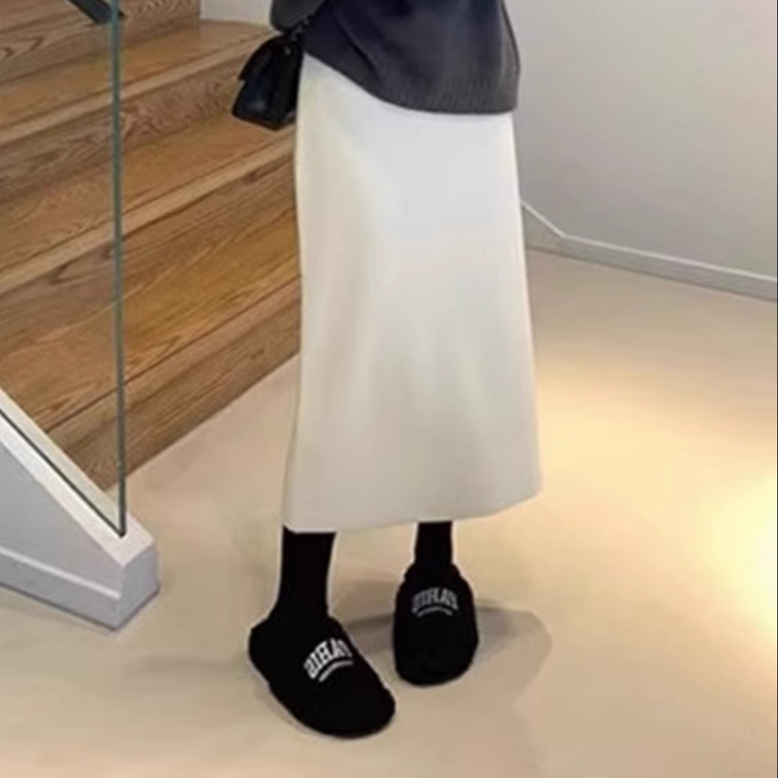 秋冬慵懒风直筒针织半身裙