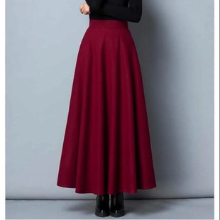 Winter high-belted pocket long skirt冬季高腰带口袋长款半身裙