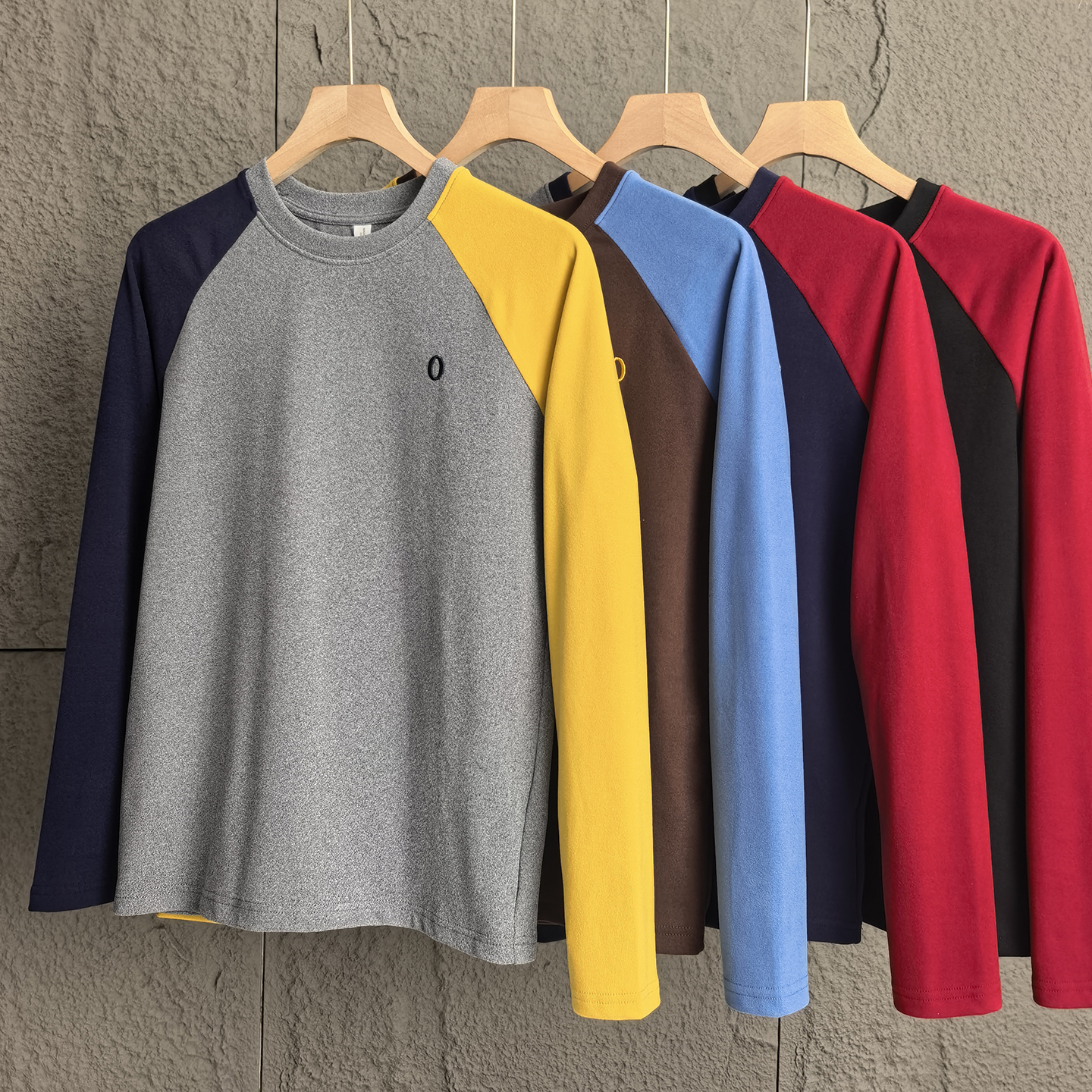 情侣款插肩袖圆领双面德绒T恤