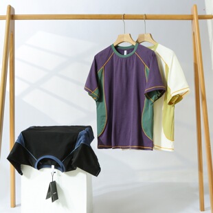 T恤衫 宽松阔版 复古撞色户外训练运动防晒短袖 男女款 吸湿速干