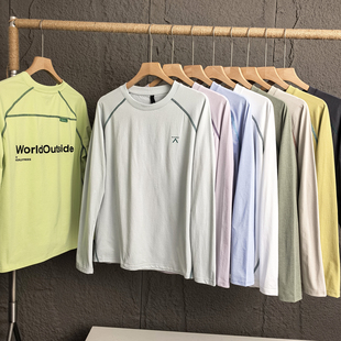 T恤情侣款 长袖 速干骑行服徒步撞色明线上衣潮 冰珀蓝系 9色齐发
